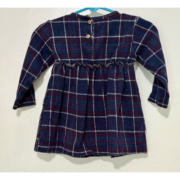Zara Baby Blue Plaid Winter Holiday Dress Baby Size 12/18 Months - Picture 2 of 3